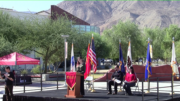 SVO President giving speech during Veterans Day Ceremony at COD