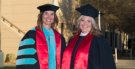 Faculty and dean in regalia