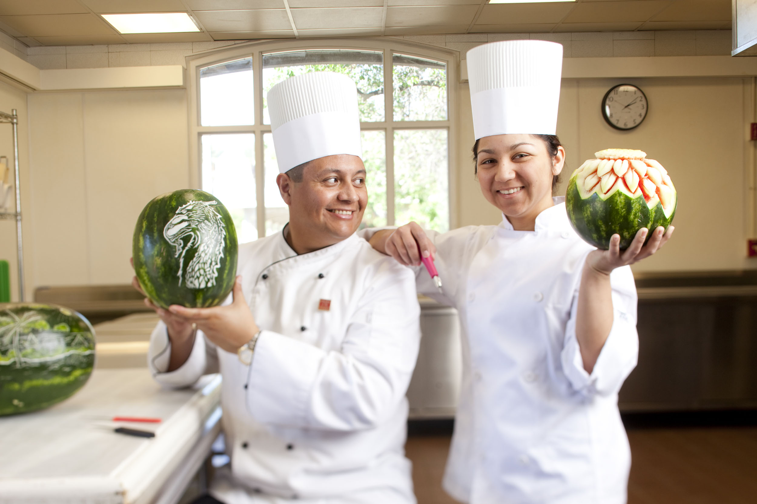 Culinary students showing Watermelon carving