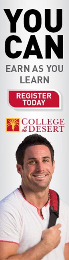 You can earn as you learn registration banner with smiling male student