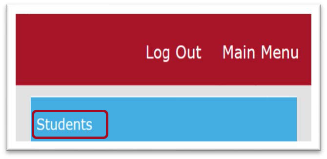 Red box highlighted around blue Students link.