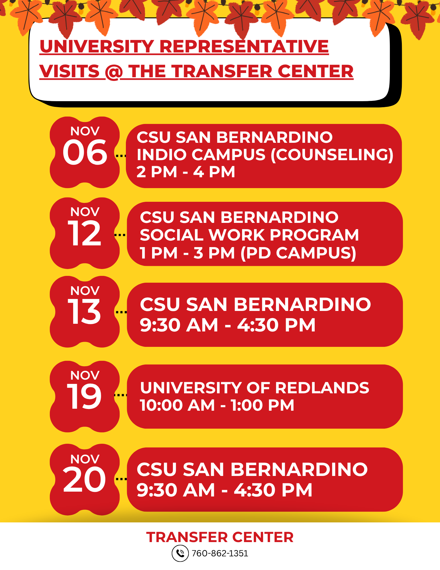 Nov Outreach Sched