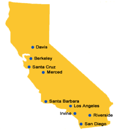 Visual location of UC campuses